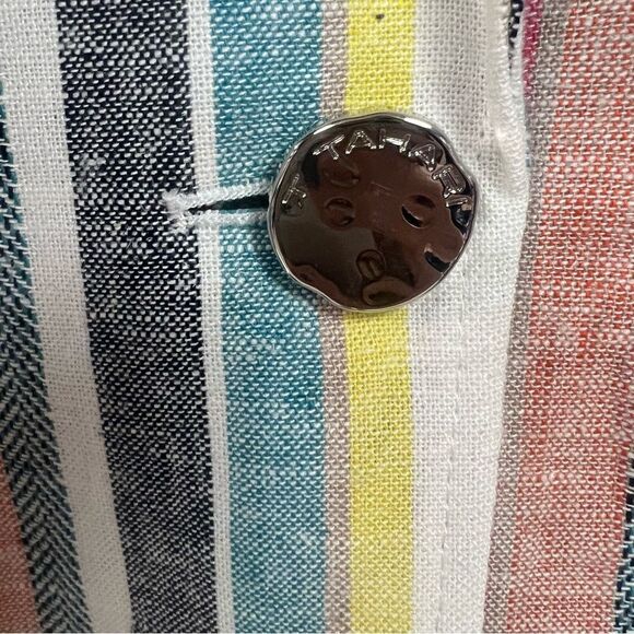 Tahari Pink and Yellow Blazer Lightweight Striped Sz 4 - Picture 3 of 6